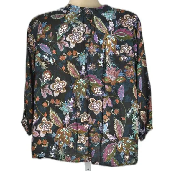 Johnny Was Workshop Knit Henley Floral Tunic Top Embroidered Size S - Picture 2 of 3